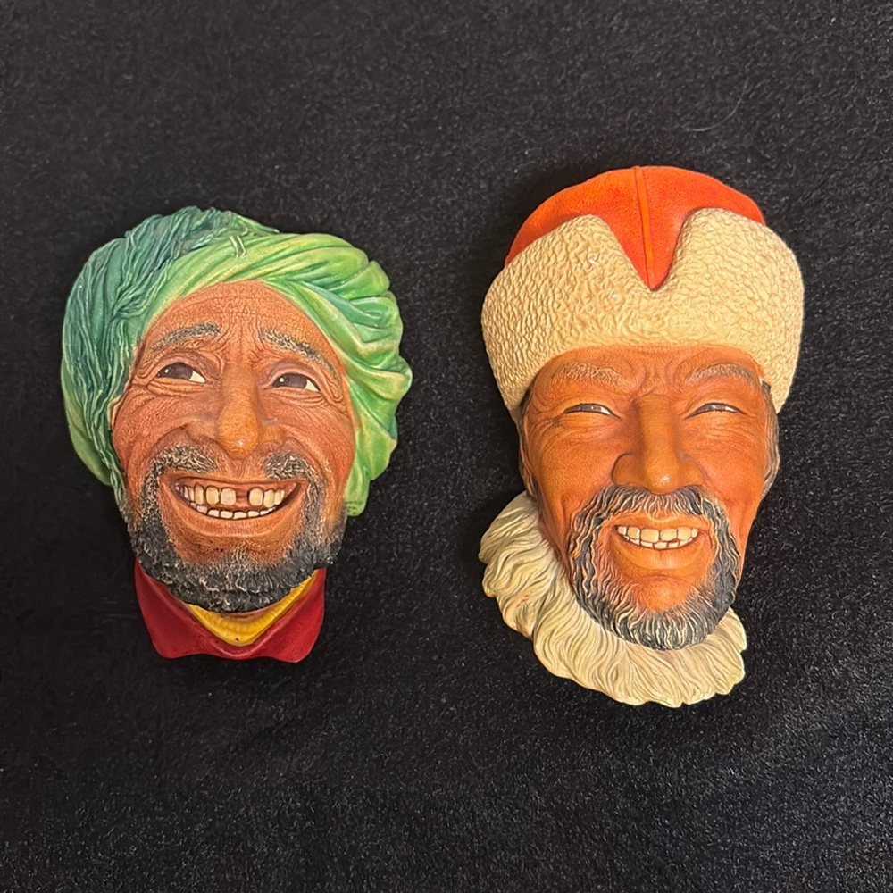 1966 Himalayan and 1963 Kurd  Bossons Chalkware Heads Excellent Condition